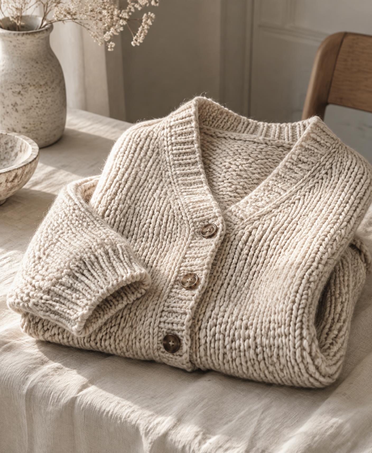 Hand knitted merino piece